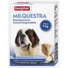 Beaphar Milquestra ontwormingsmiddel hond 5 tot 75 kg - 4 Tabl